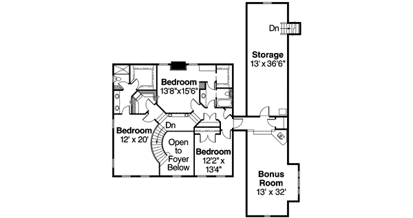 Colonial Floor Plan - Upper Floor Plan #124-499