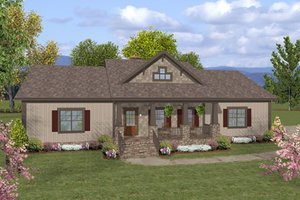 Ranch, Country, Front Elevation