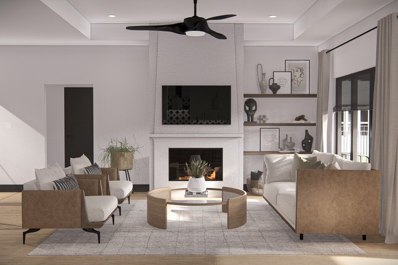 House Blueprint - Interior - Family Room for Modern House Plan #455-507 - 3 bed, 2 bath