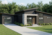 Modern Style House Plan - 3 Beds 2 Baths 1394 Sq/Ft Plan #923-451 Exterior 
