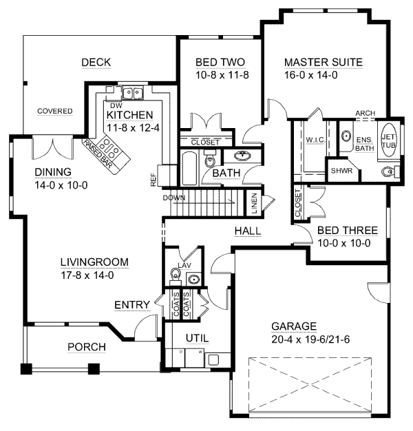 Ranch Floor Plan - Main Floor Plan #126-143
