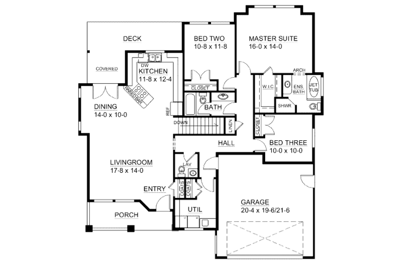 Dream House Plan - Floor Plan - Main Floor for Ranch House Plan #126-143 - 3 bed, 2.5 bath