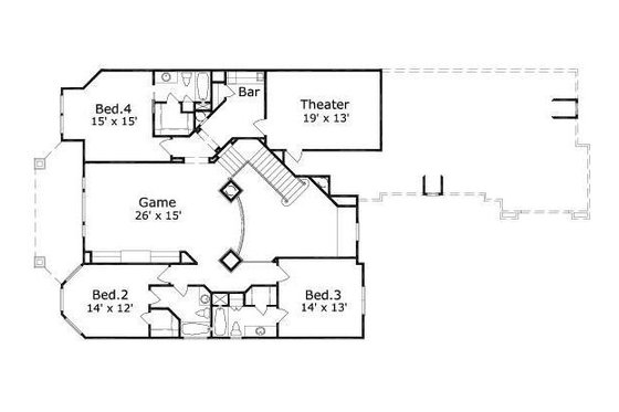 Floor Plan - Upper Floor for European House Plan #411-577 - 4 bed, 4.5 bath