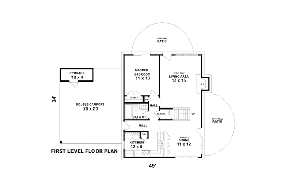 Floor Plan - Main Floor for Contemporary House Plan #81-13767 - 3 bed, 2 bath