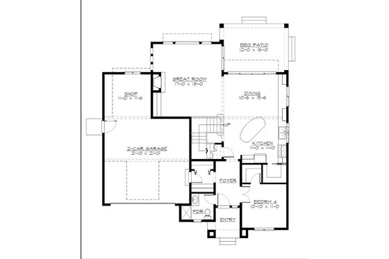 Floor Plan - Main Floor for Cottage House Plan #132-567 - 4 bed, 2.5 bath