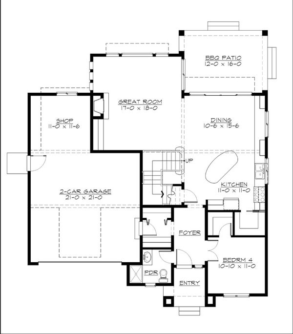 House Blueprint - Cottage Floor Plan - Main Floor Plan #132-567