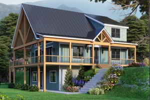Cabin Exterior - Front Elevation Plan #932-1046