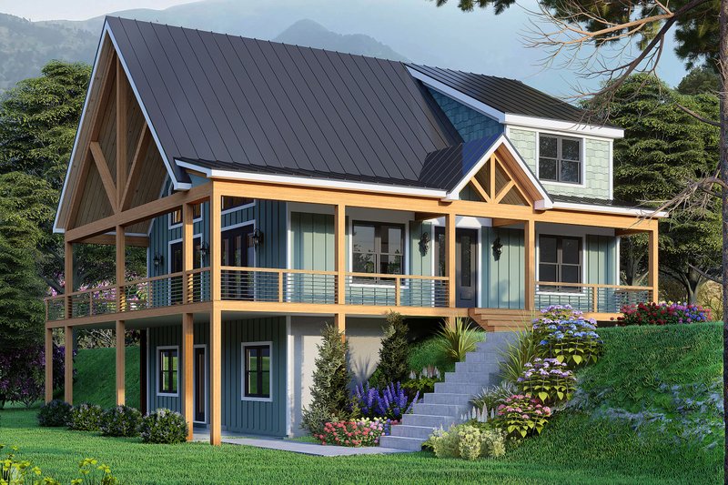 Cabin Style House Plan - 3 Beds 2.5 Baths 2639 Sq/Ft Plan #932-1046