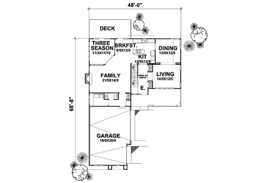Floor Plan - Main Floor for Craftsman House Plan #50-239 - 4 bed, 2.5 bath