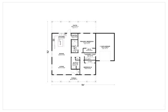 Floor Plan - Main Floor for Barndominium House Plan #1112-22 - 2 bed, 2 bath