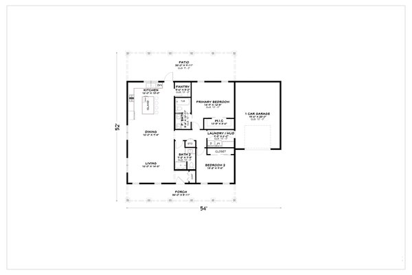 Dream House Plan - Floor Plan - Main Floor for Barndominium House Plan #1112-22 - 2 bed, 2 bath