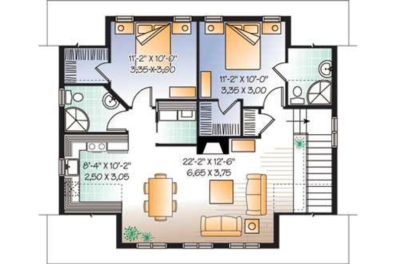 House Blueprint - Floor Plan - Upper Floor for Country House Plan #23-623 - 2 bed, 2 bath