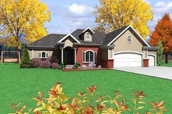 Exterior - Front Elevation for European House Plan #6-209 - 3 bed, 3 bath
