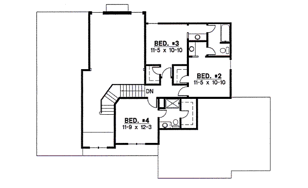 Traditional Floor Plan - Upper Floor Plan #67-831