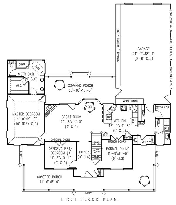 Architectural House Design - Country Floor Plan - Main Floor Plan #11-121