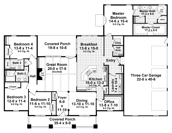 Architectural House Design - Craftsman Floor Plan - Main Floor Plan #21-349