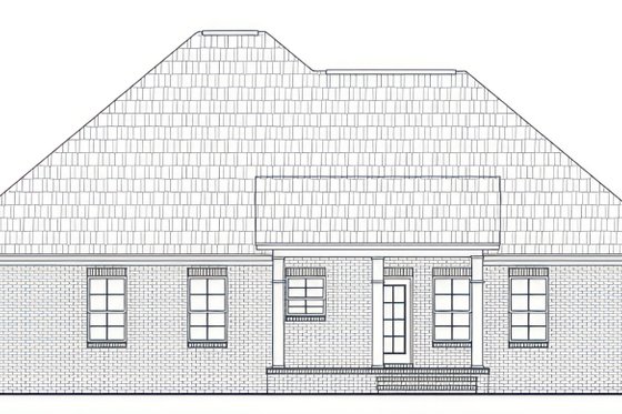 Exterior - Rear Elevation for Ranch House Plan #21-670 - 4 bed, 3 bath