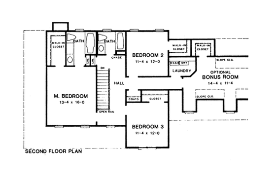 Floor Plan - Upper Floor for Country House Plan #10-237 - 3 bed, 2.5 bath