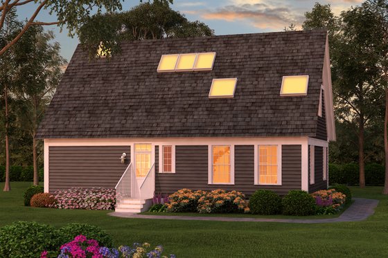 Exterior - Rear Elevation 1 for Colonial House Plan #903-1 - 2 bed, 2 bath