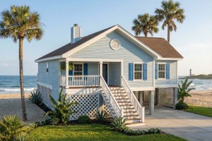 Home Plan - Exterior - Front Elevation for Beach House Plan #1124-3 - 3 bed, 2 bath