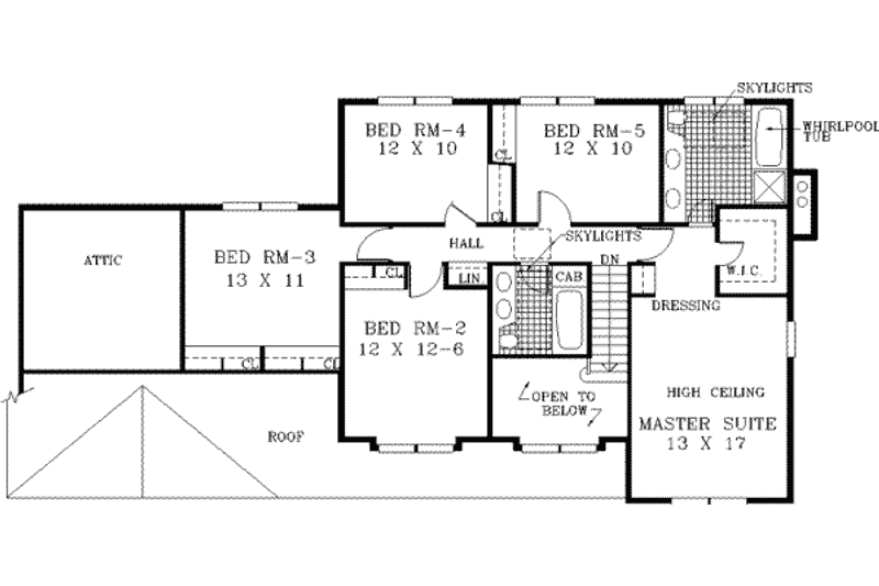 Dream House Plan - Floor Plan - Upper Floor for Traditional House Plan #3-202 - 5 bed, 2.5 bath