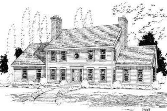 Exterior - Front Elevation for Colonial House Plan #75-135 - 3 bed, 2.5 bath