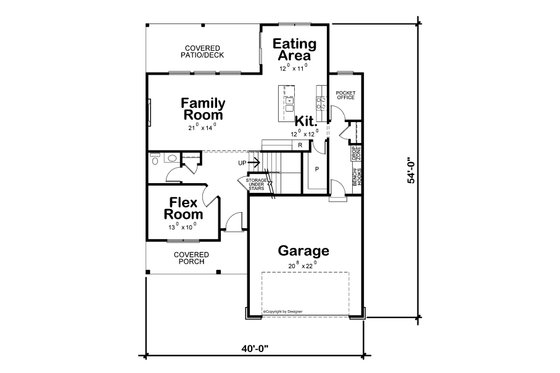 Floor Plan - Main Floor for Modern House Plan #20-2482 - 3 bed, 2.5 bath