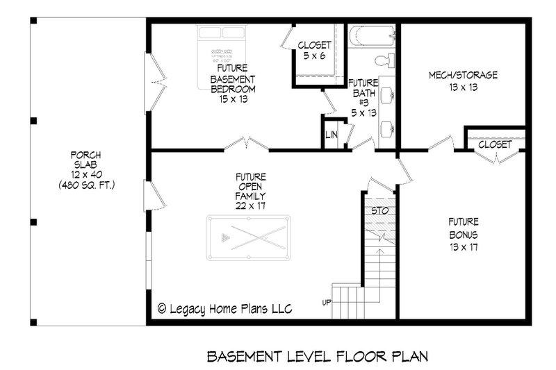 Home Plan - Floor Plan - Lower Floor for Southern House Plan #932-902 - 3 bed, 3 bath