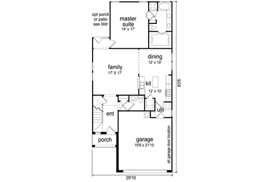 Floor Plan - Main Floor for European House Plan #84-566 - 3 bed, 2.5 bath