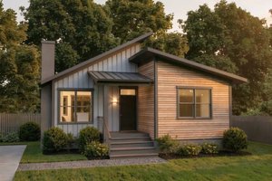 House Blueprint - Exterior - Front Elevation for Modern House Plan #79-363 - 3 bed, 2 bath