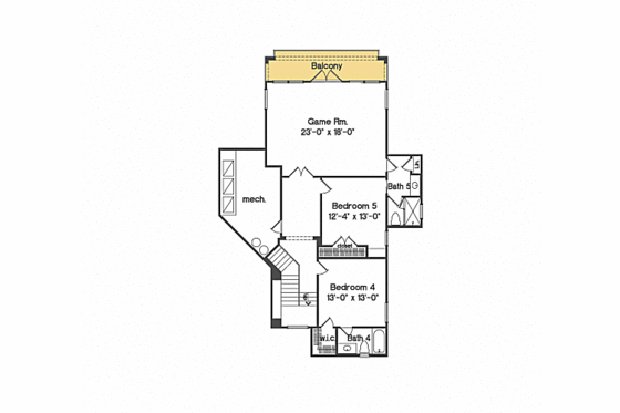 Floor Plan - Upper Floor for European House Plan #135-181 - 5 bed, 5.5 bath
