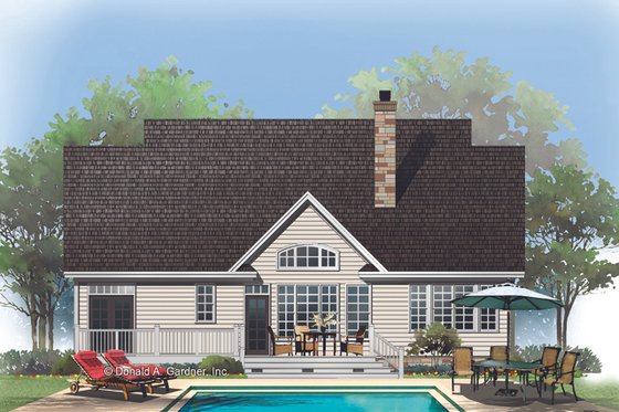 Exterior - Rear Elevation 1 for Craftsman House Plan #929-609 - 3 bed, 2 bath