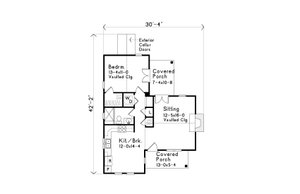 Floor Plan - Main Floor for Cottage House Plan #22-572 - 1 bed, 1 bath