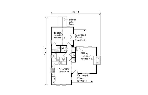 Floor Plan - Main Floor for Cottage House Plan #22-572 - 1 bed, 1 bath