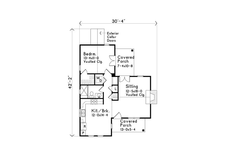 Home Plan - Floor Plan - Main Floor for Cottage House Plan #22-572 - 1 bed, 1 bath