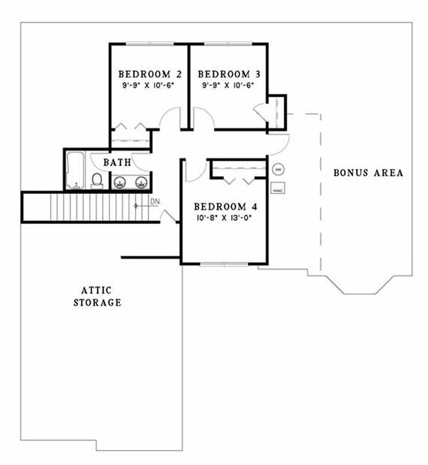 Architectural House Design - European Floor Plan - Upper Floor Plan #17-2046