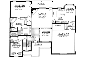 Floor Plan - Main Floor for Southern House Plan #62-140 - 4 bed, 2.5 bath