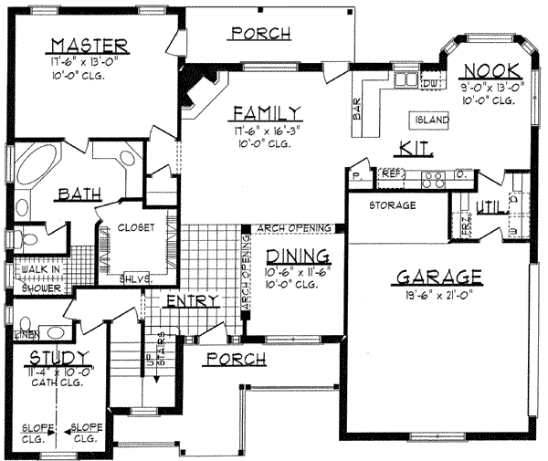 Southern Floor Plan - Main Floor Plan #62-140