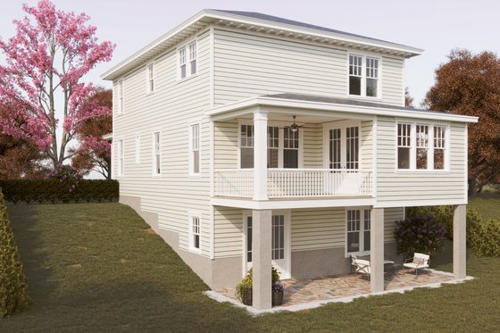 Exterior - Rear Elevation for Bungalow House Plan #461-91 - 4 bed, 3.5 bath