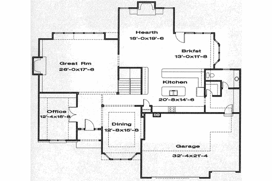Floor Plan - Main Floor for Traditional House Plan #6-127 - 4 bed, 3.5 bath