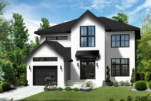 Exterior - Front Elevation for Farmhouse House Plan #25-4998 - 4 bed, 2 bath