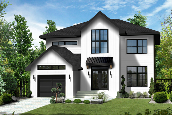 Exterior - Front Elevation for Farmhouse House Plan #25-4998 - 4 bed, 2 bath
