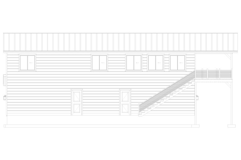 House Blueprint - Exterior - Rear Elevation 1 for Barndominium House Plan #1060-377 - 3 bed, 3 bath