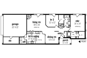 Floor Plan - Main Floor for Traditional House Plan #45-301 - 2 bed, 2 bath