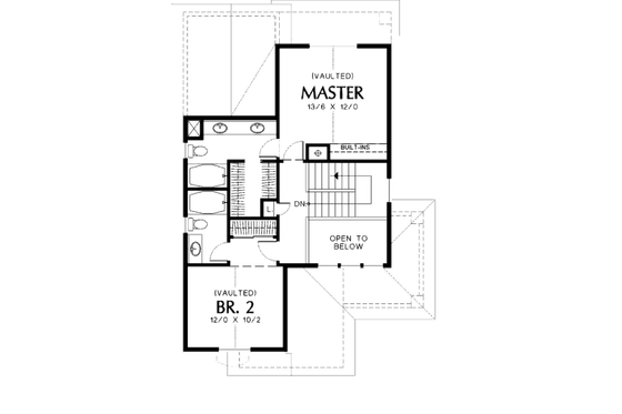 Floor Plan - Upper Floor for Traditional House Plan #48-441 - 2 bed, 2.5 bath