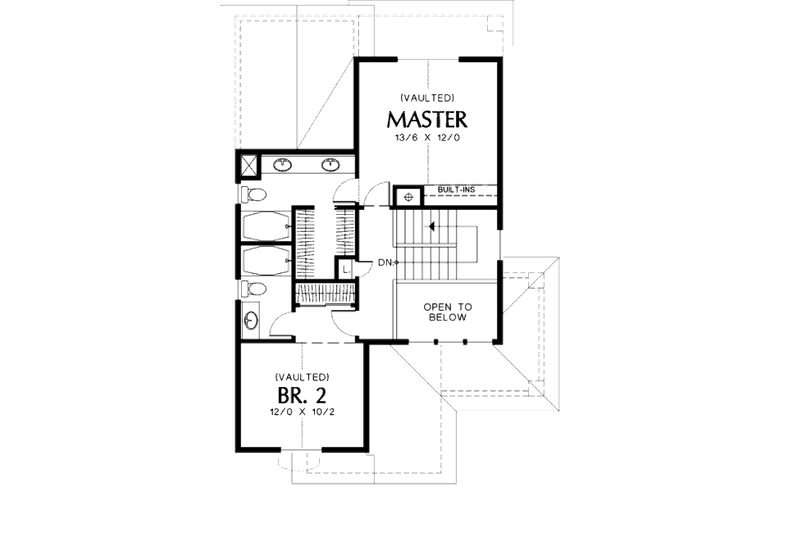 Home Plan - Floor Plan - Upper Floor for Traditional House Plan #48-441 - 2 bed, 2.5 bath