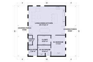 Floor Plan - Main Floor for Barndominium House Plan #1107-23 - 1 bed, 1.5 bath