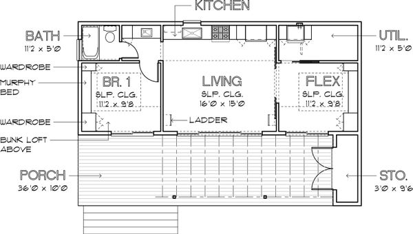 Modern Cottage House plan, main level floor plan