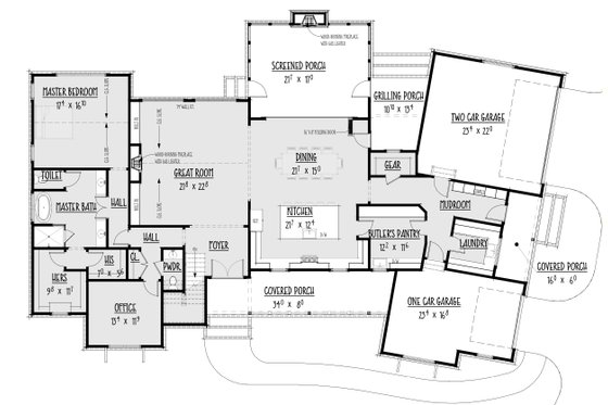 Floor Plan - Main Floor for Farmhouse House Plan #1088-3 - 5 bed, 5.5 bath