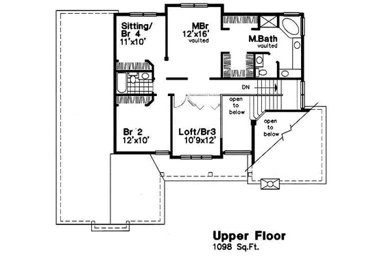 Floor Plan - Upper Floor for Traditional House Plan #50-189 - 4 bed, 2.5 bath